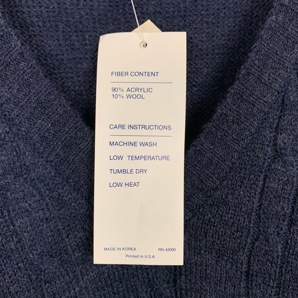 Vintage New Troy Hill Sweater Vest Blue Wool Blend Knit Men's XL - Picture 6 of 8